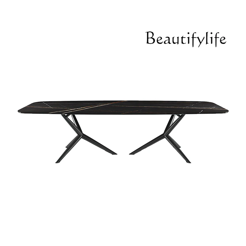 American Modern Minimalist Rock Plate Dining Table Rectangular Dining Table Italian Light Luxury Retro Dining Table