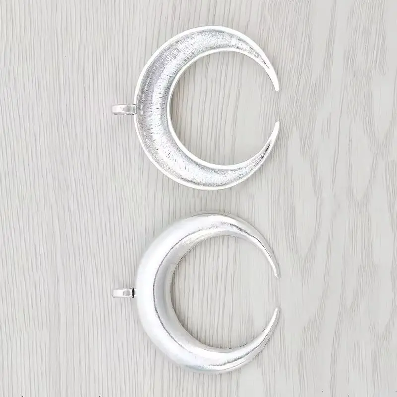 3 x Tibetan Silver Large Double Ox Horn Crescent Moon Charms Pendants for Necklace Jewelry Making Findings 66x63mm