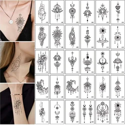 30pcs Tattoos Temporary Waterproof Black Jewelry Lace Paint Line Fake Tattoos Stickers for Women Girls Ladies Chest Shoulder Leg