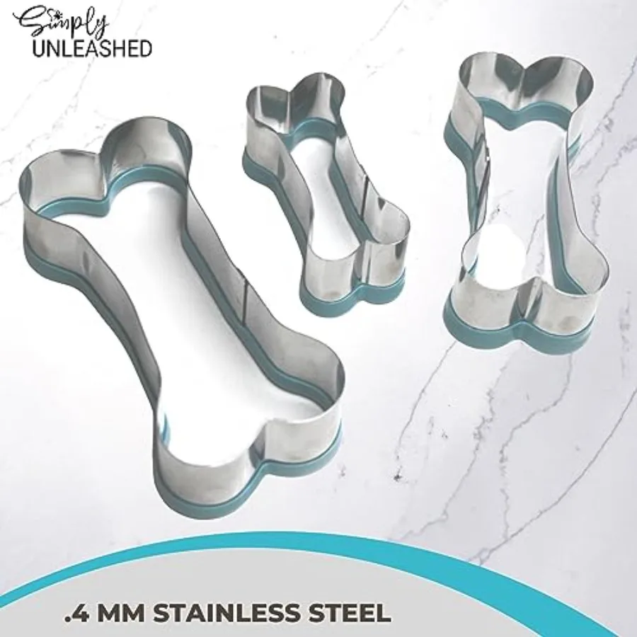 3 Piece Dog Bone Ce Cutter Set with PVC Coating for Hade Dog Treats Biscuits Fondant Pastries Sandwich Shapes Crafts