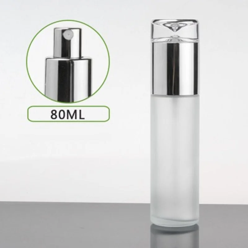 

80ml frosted/green/blue glass bottle silver pump lid serum/lotion/emulsion/foundation/gel moisture toner skin cosmetic packing