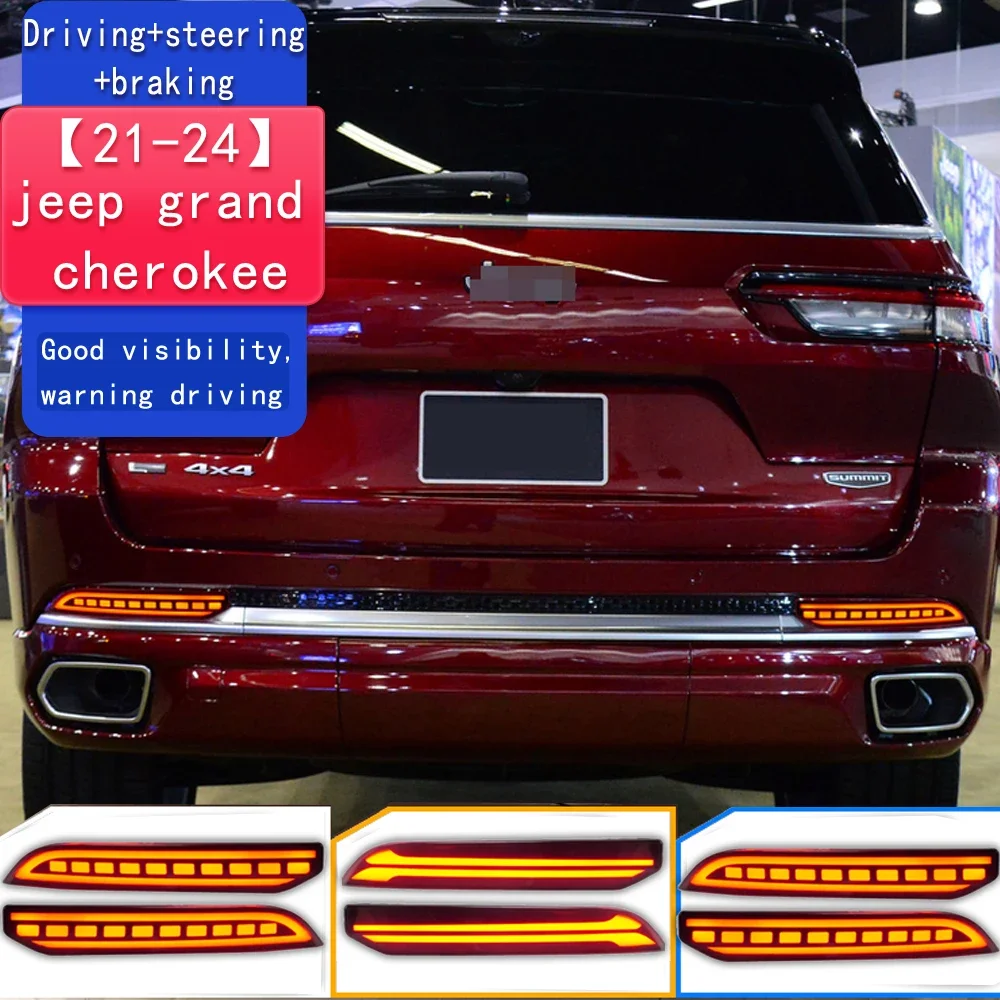 

Задний бампер для автомобиля, задний бампер для Jeep Grand Cherokee 2021, 2022, 2023, задний рефлектор, противотуманная фара, стоп-тормоз