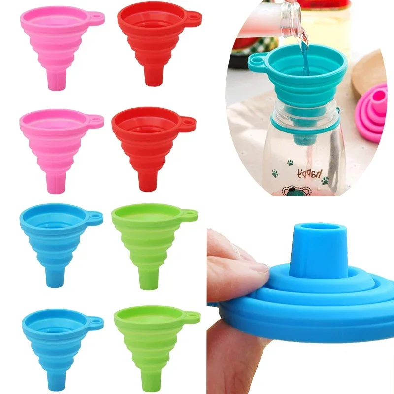 10Pcs Mini Cosmetics Funnel Collapsible Funnels Kitchen Gadgets Accessories for Water Bottle Liquid Makeup Powder Transfer