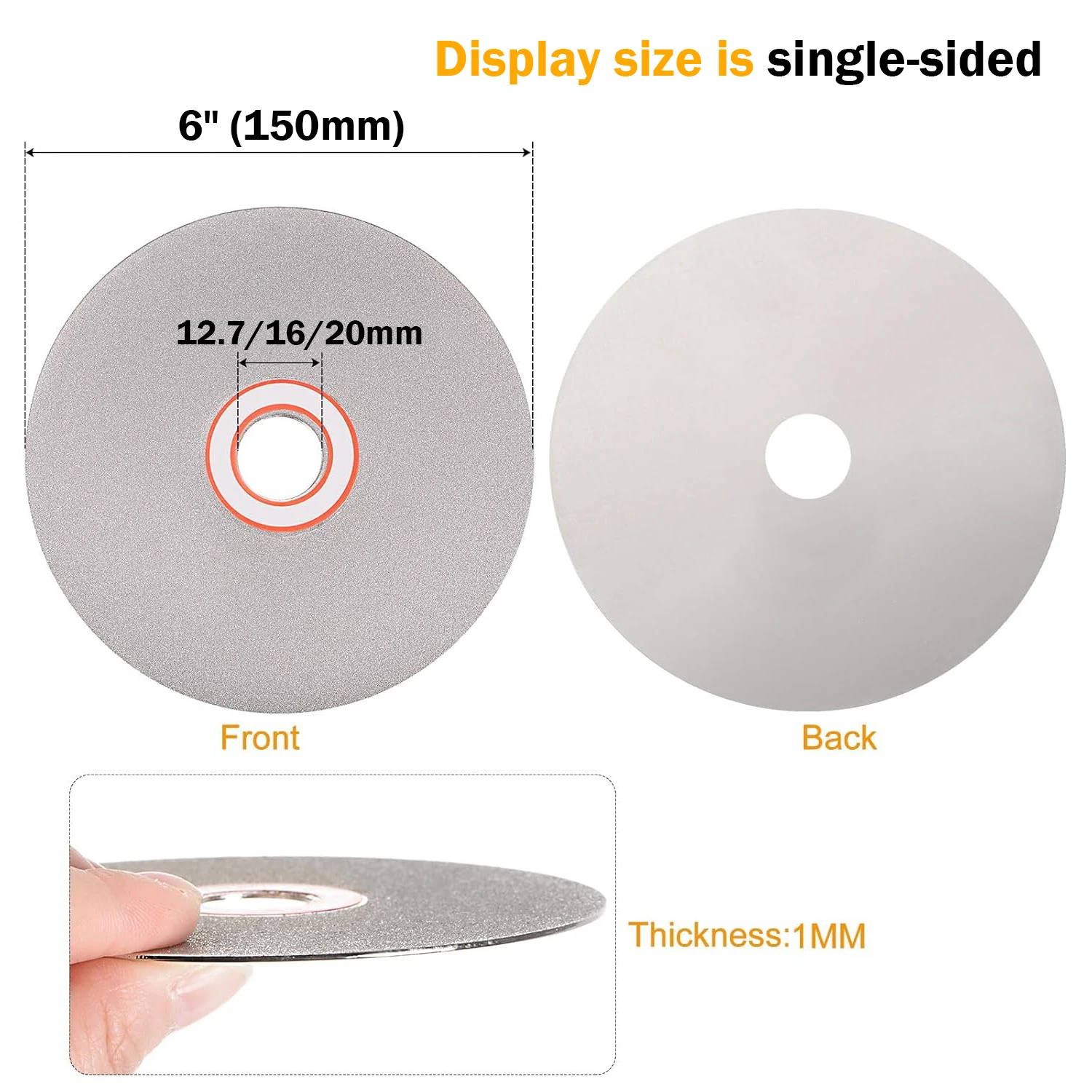 Peijian 1pcs 6 Inch 150mm Grit 80-3000# Two/single Sided Coated Flat Lap Wheel Grinding Sanding Polishing Disc Hole 12.7/16/20mm