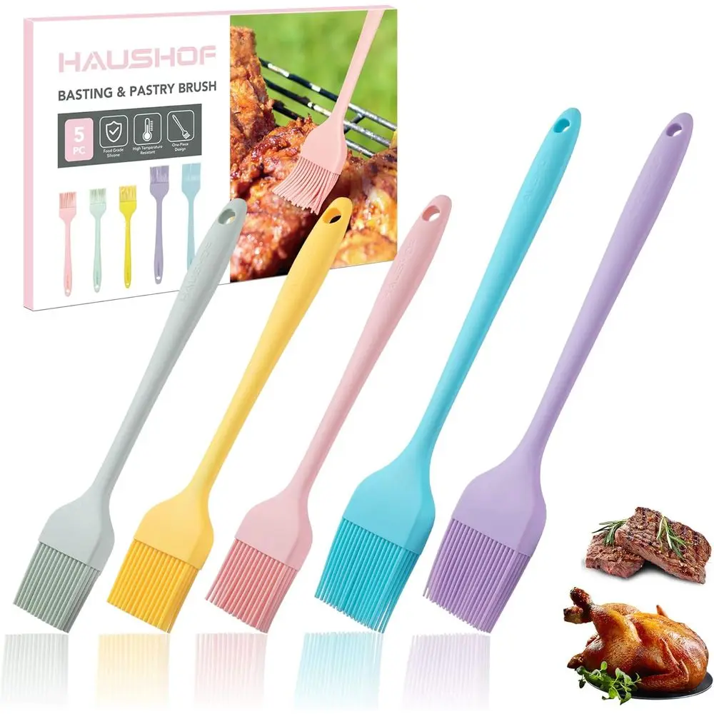 Silicone Basting Pastry Brush, Heat Resistant Set, One-Piece Design, Perfect for Basting, Grilling, Spreading Oil, Butter, BBQ S
