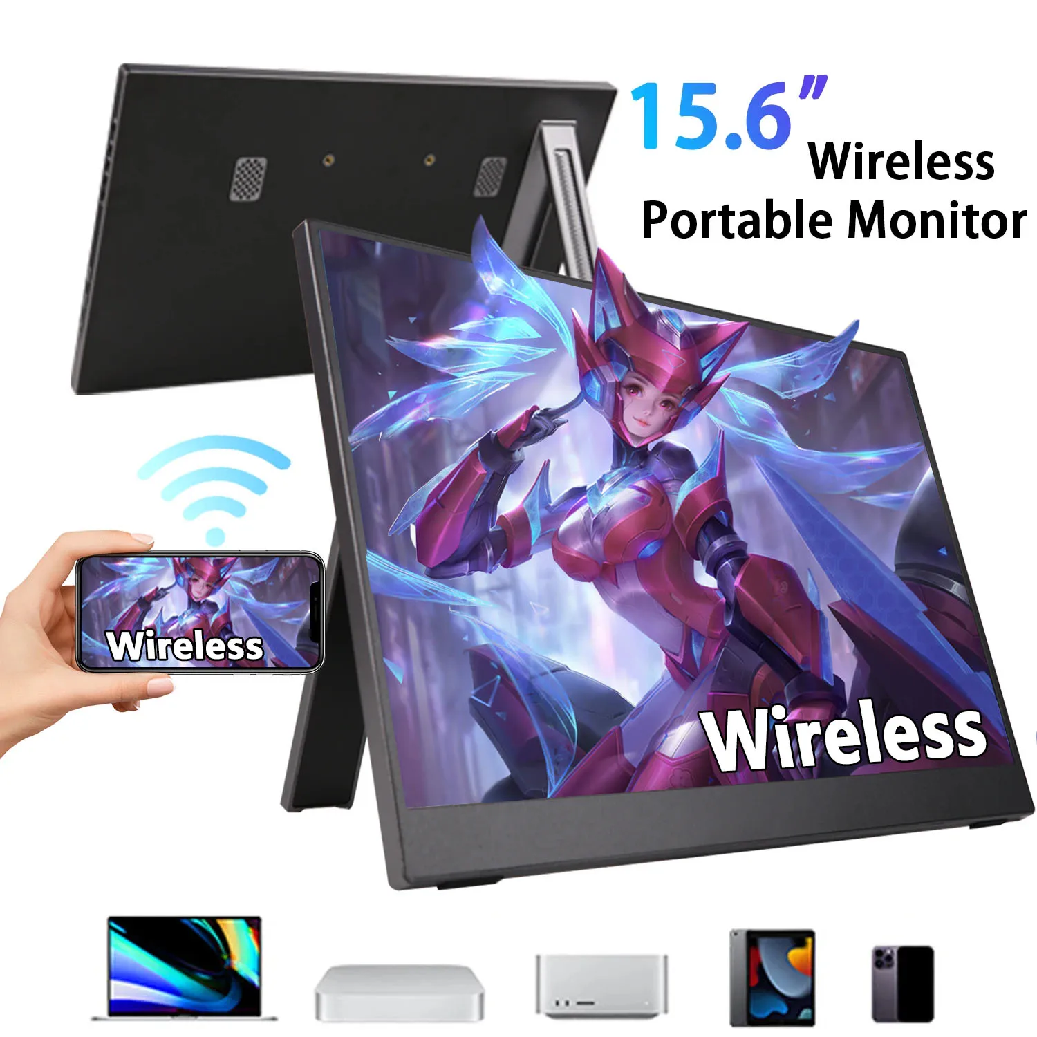 15.6-Inch WiFi Portable Display IPS Screen 1080P Duilt-in Dattery PC Portable Gaming Computer Monitor With Type-C And Mini