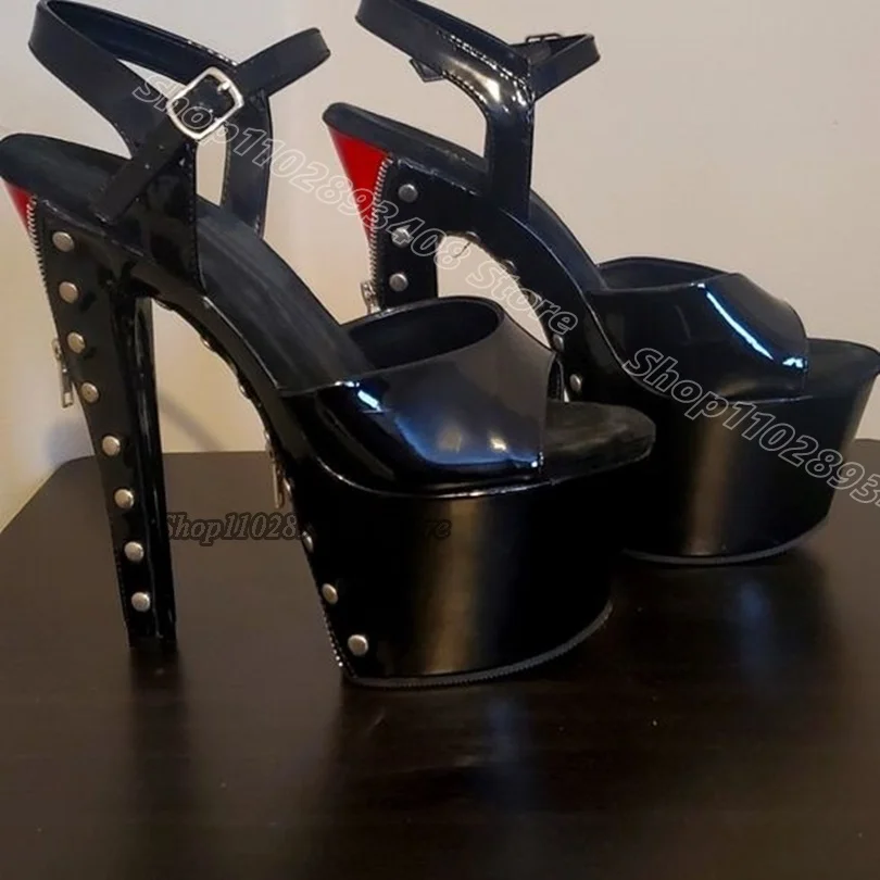 Splicng Rivet Decor 17CM Slippers Open Toe Platform Stylish Performance for Women Pole Dancing Sexy Sandals Zapatos Para Mujere