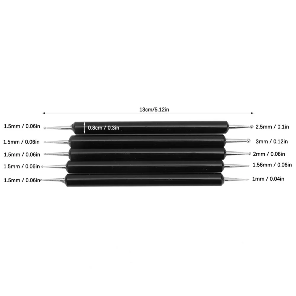 5PCS Double Ended Double Ended Stylus Pen Acrylic Shank Two Tone Option Dotting Tool Round Tip Quilling Art Pen Nail Art DIY