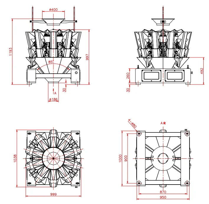 8 Head Combined Packaging Scale Soybean and Corn Seeds Automatic Multihead Weigher Packaging Machine