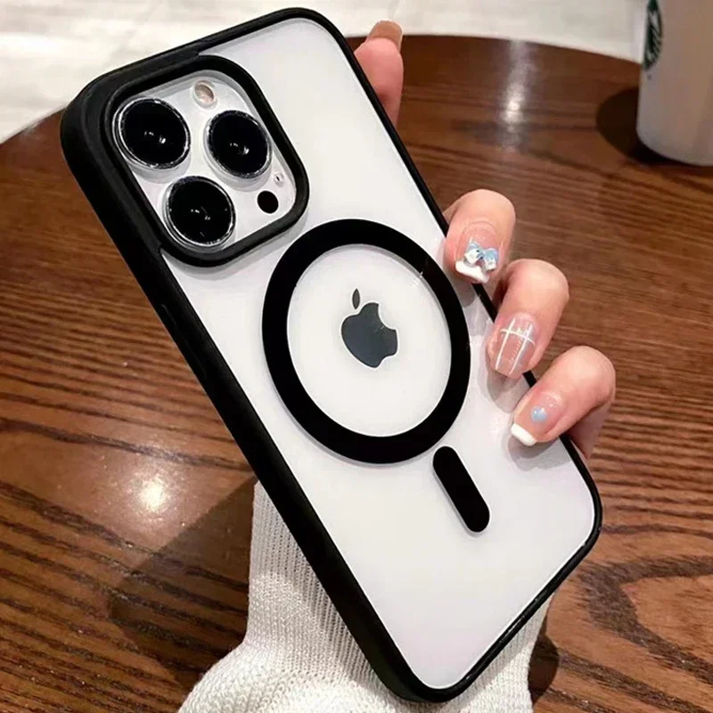 

Магнитный чехол для беспроводной зарядки Magsafe для iPhone 16, 15, 14, 13, 12, 11 Pro Max 16 Plus 12, 13 Mini 16e, жесткий акриловый прозрачный чехол
