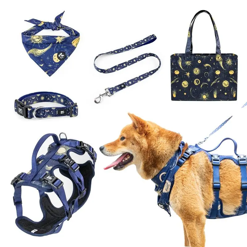 

Tarot Print Pet Supplies Set Dog Harness Leash Collar Saliva Towel Storage Bag Portable Fashion Dog Outdoor Accessories Products