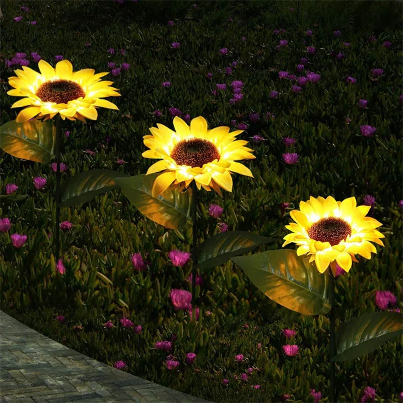 LED Solar Simulation Sunflower Light Garden Yard Lawn Night Lights Landscape Lamp Home Decoration Party Christmas Flower Light