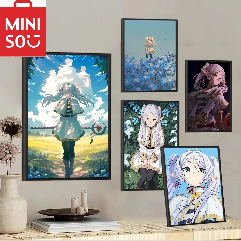 MINISO-pintura al óleo por números de Anime Frieren: más allá del final del viaje, dibujo de números DIY, imágenes en lienzo por números, decoración del hogar