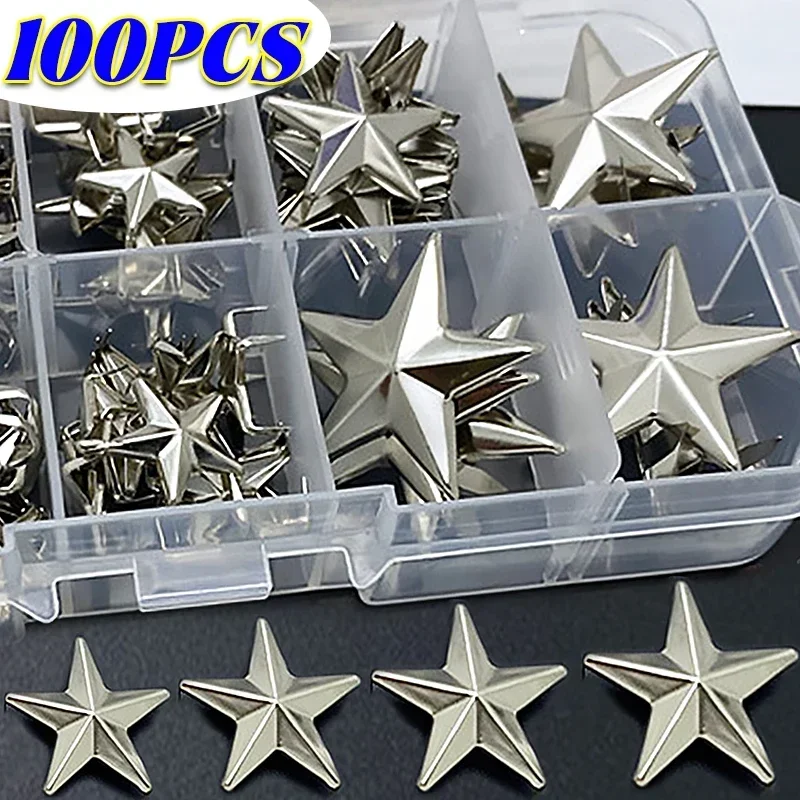 Wholesale Metal Star Rivets DIY Leather Clothes Shoes Bags Handmade Nails Head Studs Spikes Accessories Clothing Sewing Decor