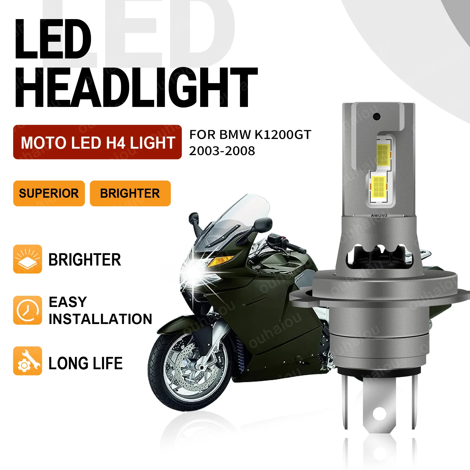 

For BMW K1200GT 2003 2004 2005 2006 2007 2008 1Pcs H7 LED CSP 3570 CHIP Motorcycle Headlight 12V Hi/Lo Beam Motorbike Headlamp