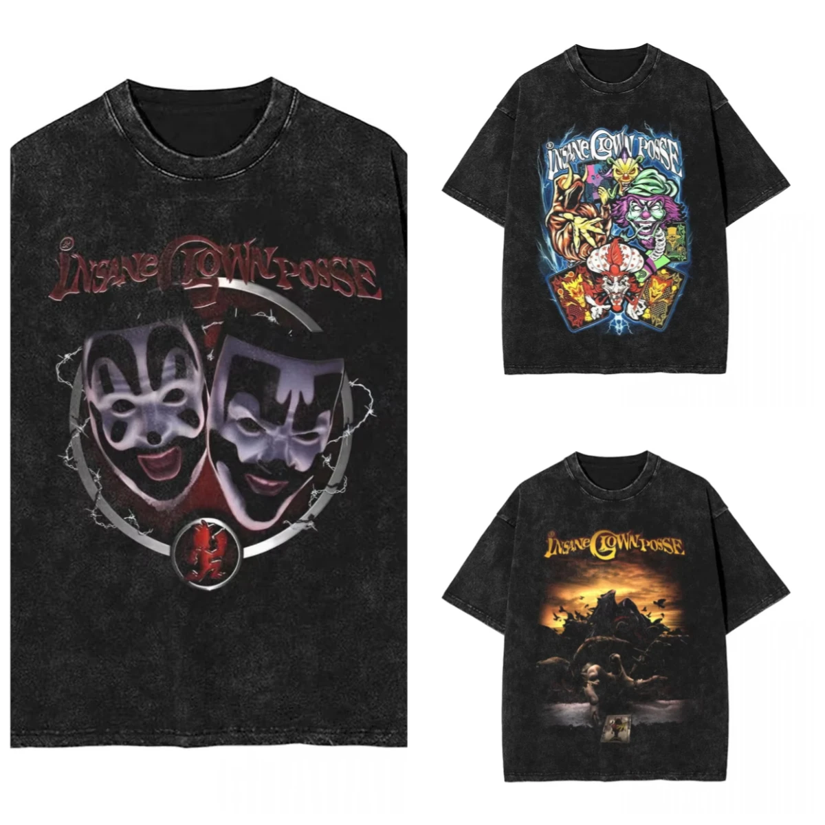 

Insane Clown Posse Washed T Shirt Streetwear Hip Hop Vintage T-Shirt ICP Violent J Shaggy 2 Dope Tees Men Women Cotton Street