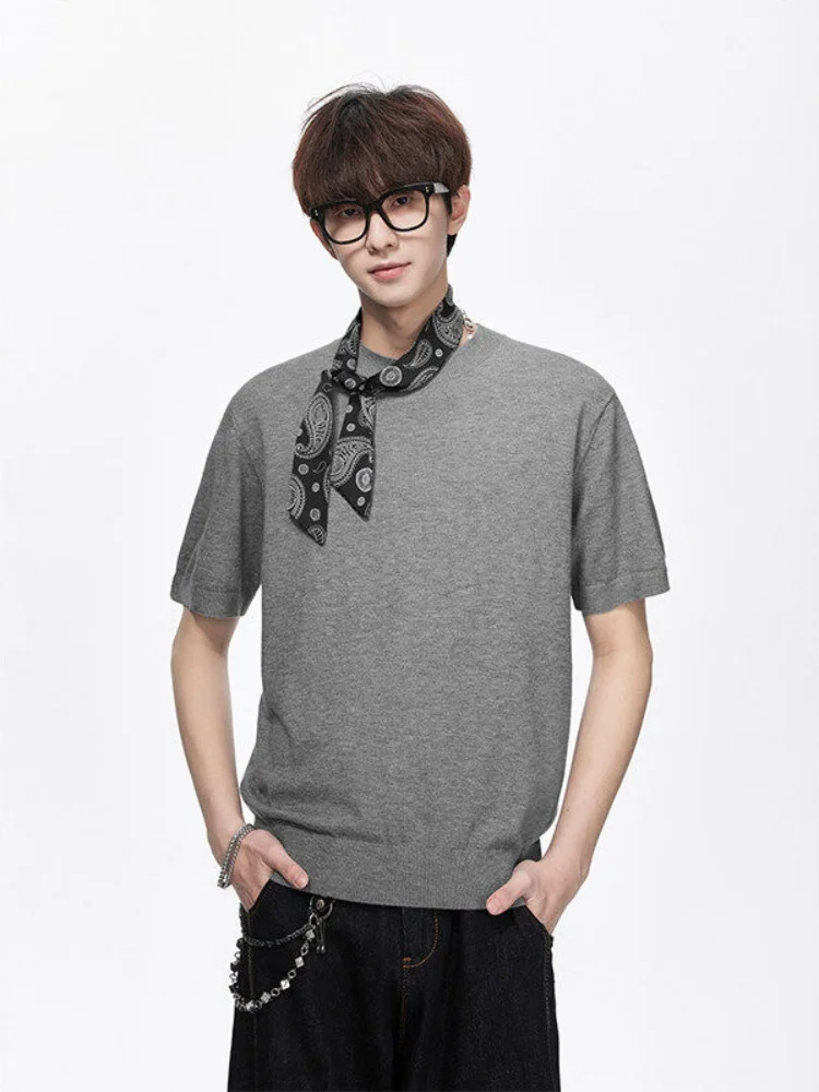 

Мужская футболка Slim Fit из дышащей ткани, летняя, трикотажная, повседневная, спортивная, с круглым вырезом, модная, рукава до локтя