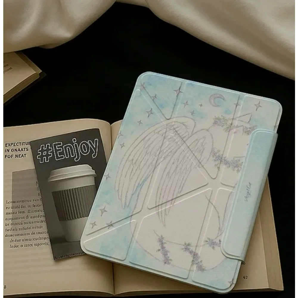 ins pink Lily Magnetic Buckle 720° Magnetic Ring Tablet Case For iPad Pro12.9 13 M4 M5case8.3 9.7 10.2 7th-11th Air8