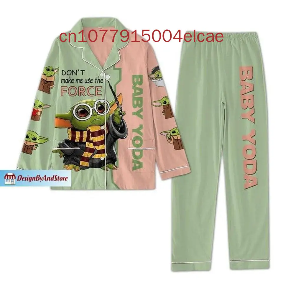 New Christmas Baby Yoda Long Sleeve Pants Two-piece Set Men\'s And Women\'s Pajamas Women\'s Cartoon Pajamas Pants Set