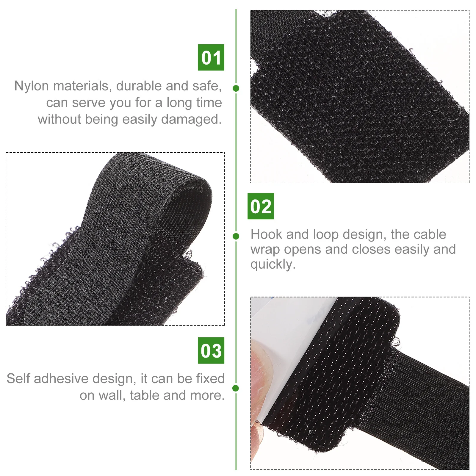 

40pcs Self Adhesive Cable Organizer Strap Reusable Cord Management Tie Wire Wrap Fixing Down Loop Strong Hold No Residue Easy