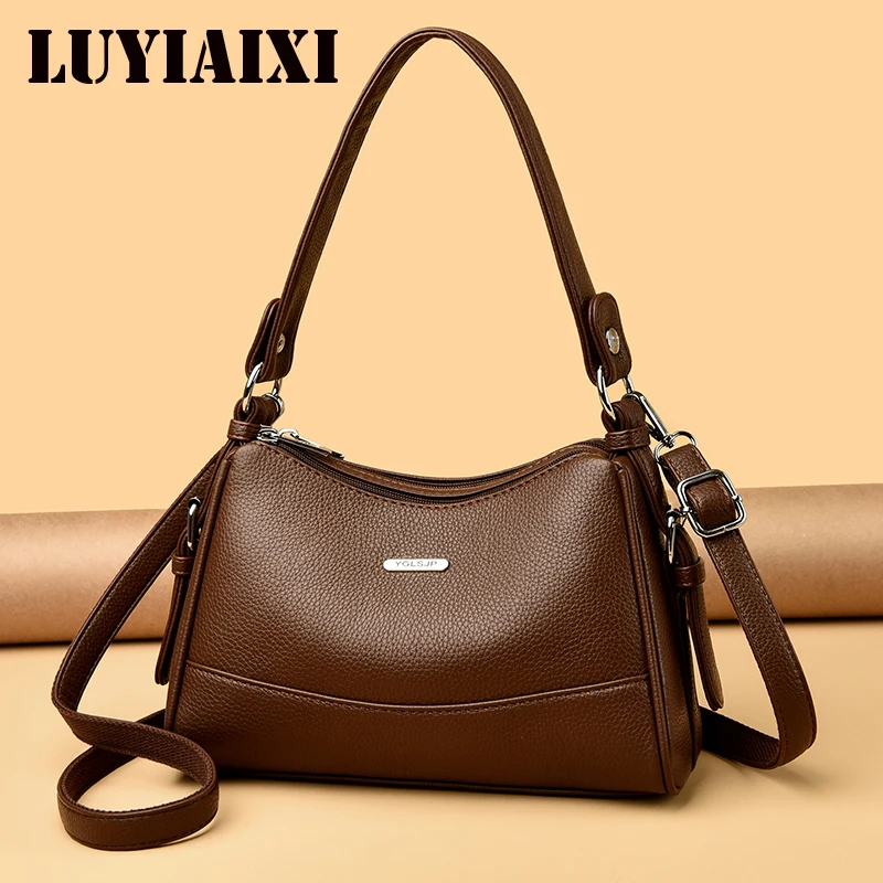 

Luxury Brand Women PU Leather Messenger Bag Large Capacity Single Shoulder Crossbody Bag Soft Leather Handbag Fashion Female Gif
