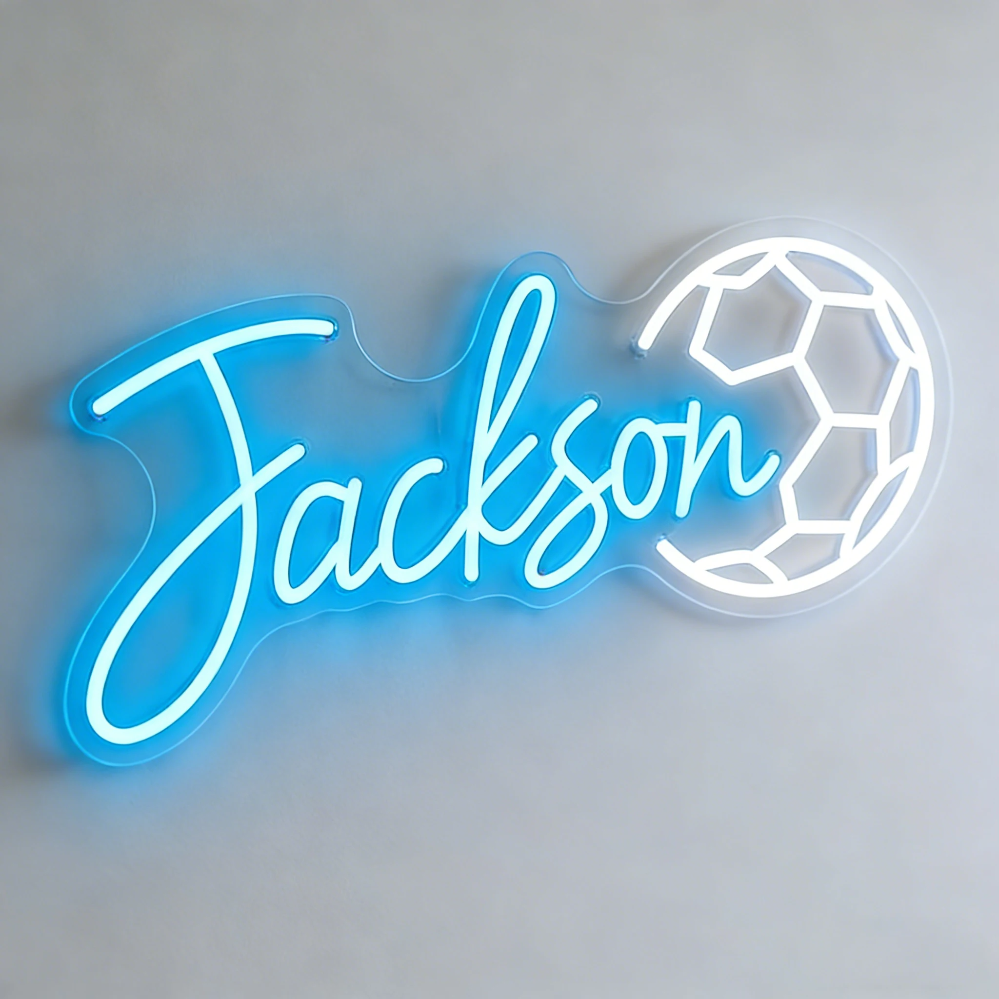 

Персонализированная неоновая вывеска с именем футболиста, светодиодный неоновый светильник, декор для стены в виде футбольного мяча, подарок на день рождения для детей, подарок для подростков, подарок для фанатов спорта.