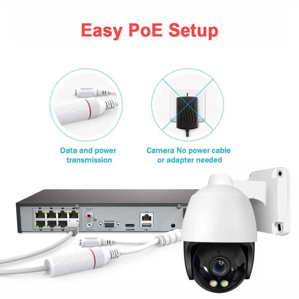 Cámara de seguridad inteligente para el hogar, videocámara PTZ de 6MP/8MP, 4K, Compatible con Hikvision, Mini POE, IP, Zoom Digital 10X, H.265,