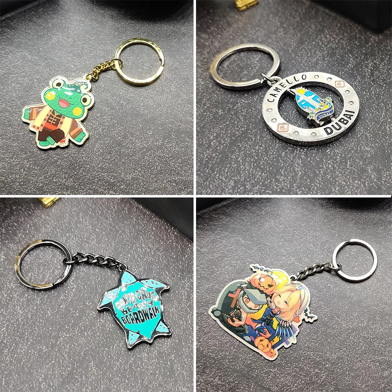 Dostosowane. Sha Combination Peripheral Metal Keychains Customized-Border Ins Zinc Alloy Printing Electroplating Listi