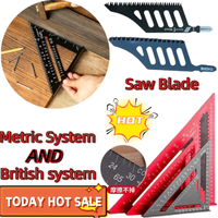 New 7Inch Triangle Ruler Measurement Tool Aluminium Alloy Carpenter Tools Inch Metric Angle Ruler Speed Square Woodworking Tools