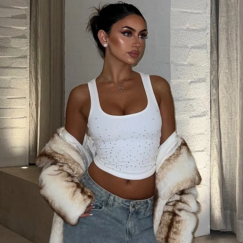 

Новая летняя коллекция 2025: Модный укороченный топ с бриллиантами, сексуальный трендовый жилет, верхняя одежда, стильная блузка для девушек