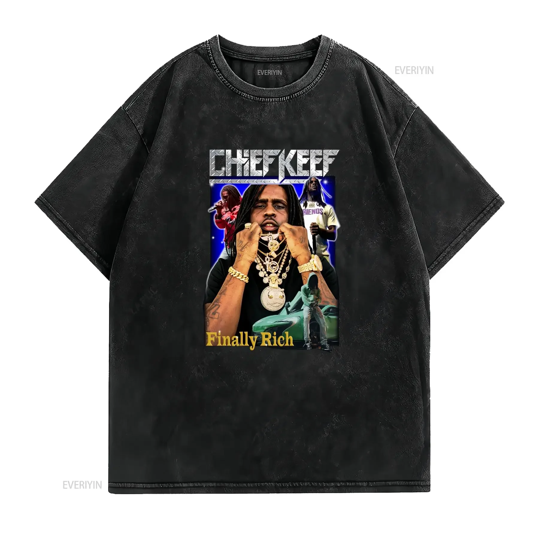 Chief Keef Rapper T shirt Black  All Sizes S to 345XL JM790 vintage Washed Slightly Unisex Breathable designer clothes Soft