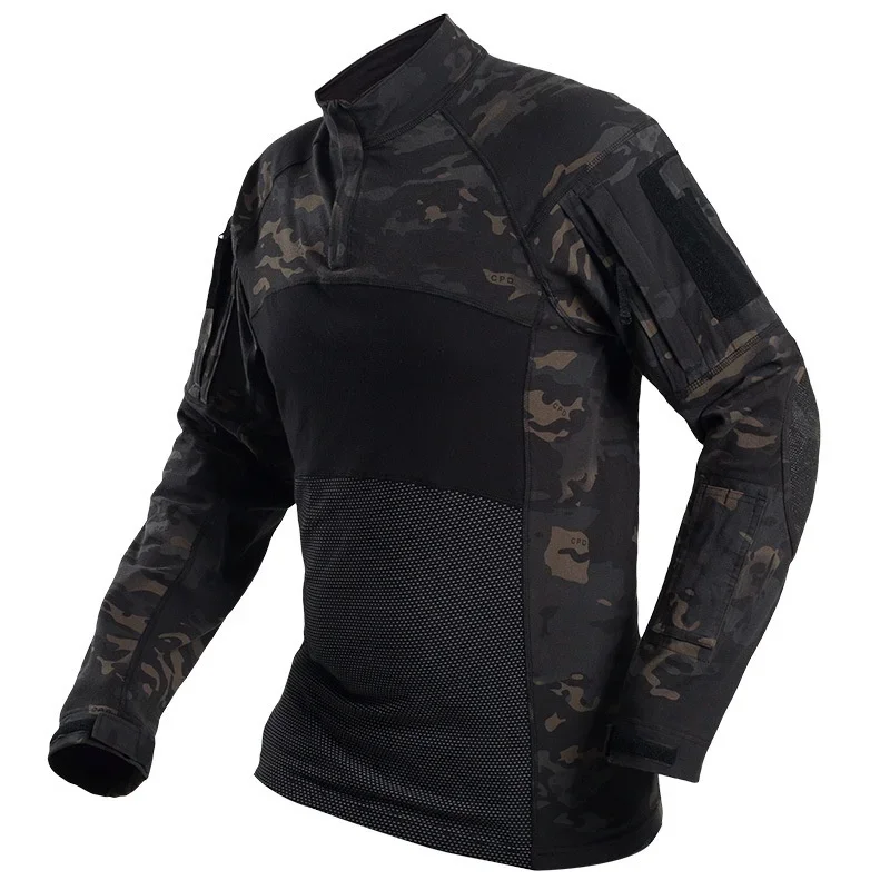 Multicam Black Tactical Shirt Army Military Combat Shirts Camo Men Long Sleeve Quick Dry Outdoor Hiking Hunting T Shirt