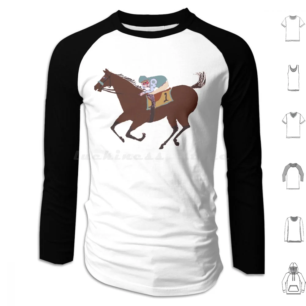 The Racehorse-Horse Racing Apparel & Gifts Hoodies Long Sleeve Belmont Stakes Fun Horse Racing Derby Derby Favorites