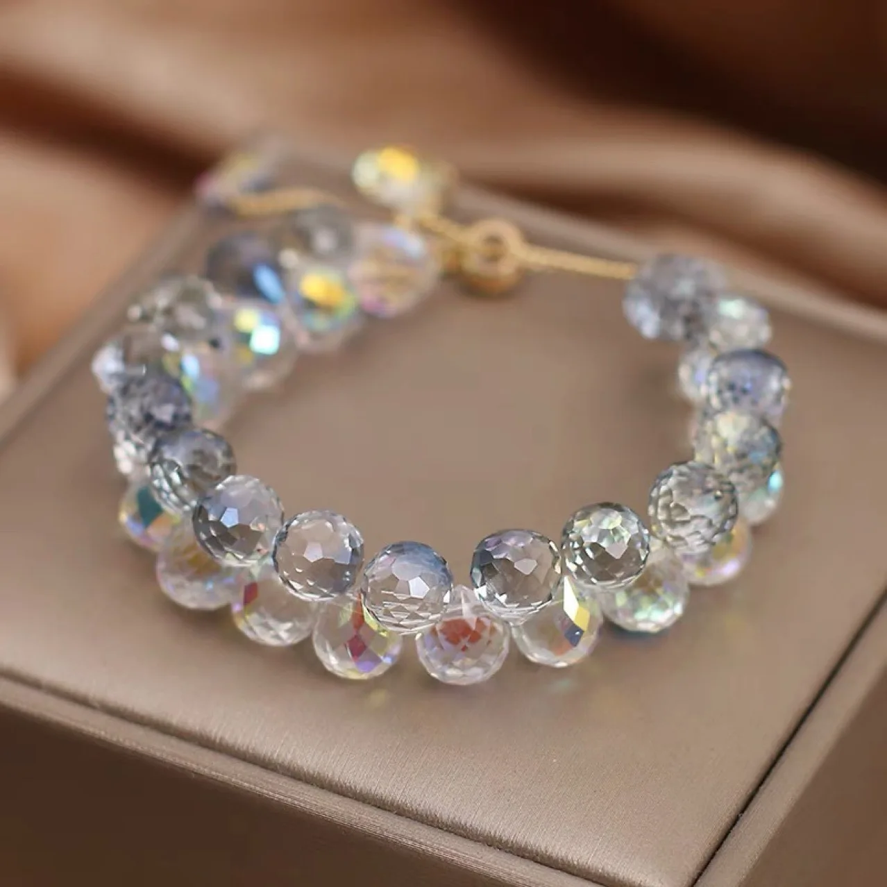 Stylish Multicolored Artificial Crystal Bracelet Fashion Shiny Handmade Charm Stone Beads Bracelet for Women Jewelry Accessories image 4