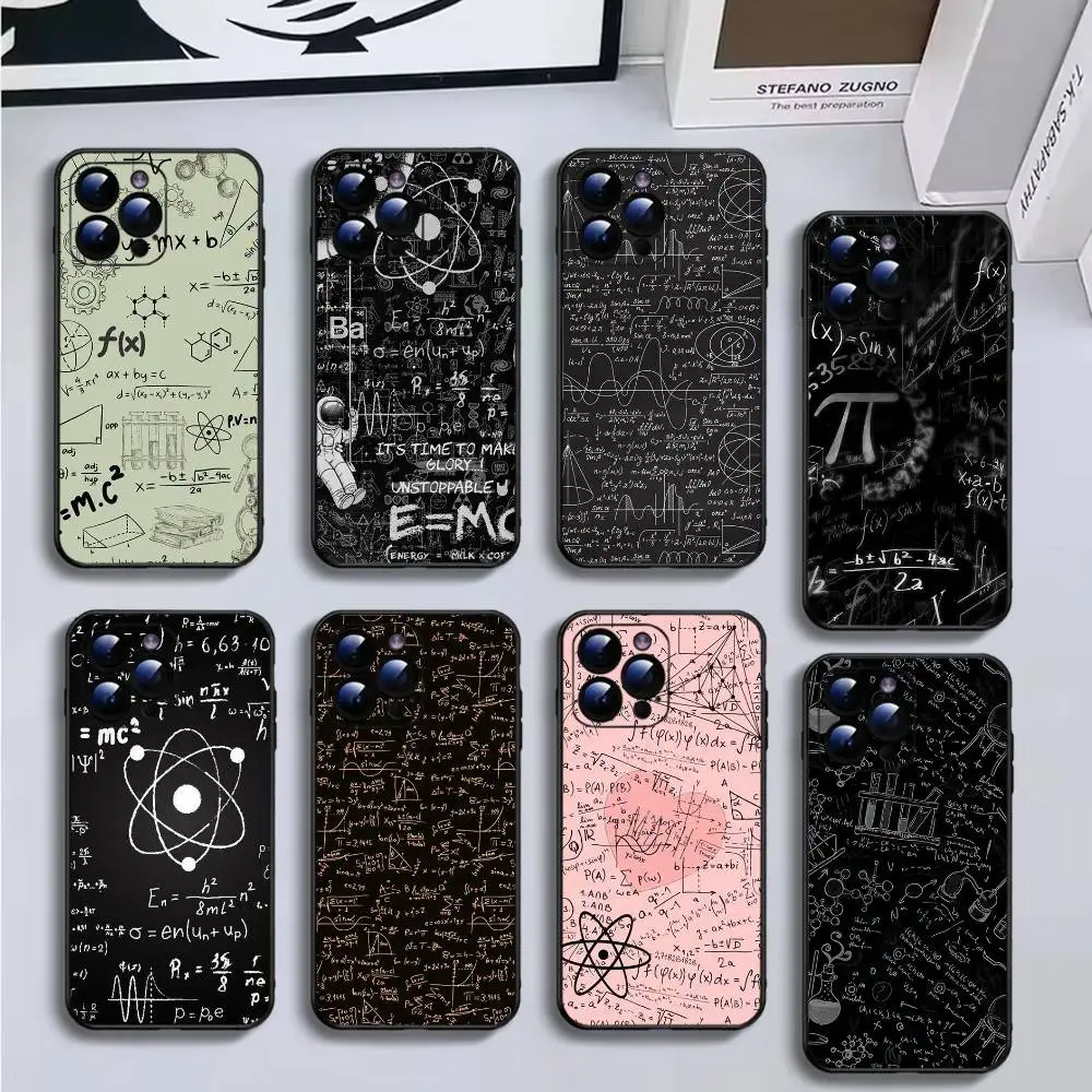 

Physics Chemical Mathematics Phone Case For iPhone16,15,14,13,12,11 Plus,Pro Max,XS,X,XR,SE,Mini,8,7,Soft Silicone Black Cover