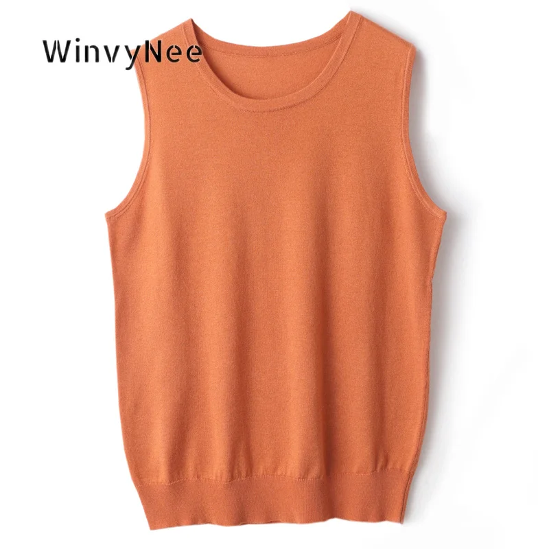 WinvyNee Women Solid Fine Worsted Wool Vest Sleeveless Camisole Fashion Slim Warm Knit Tops Autumn Winter Daily Wear ZC1497007