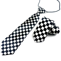 Narrow Polyester Black Simple Neckties For Men Women Skinny Slim Lazy Ties Kids Students Casual Shirt Carvat Checkered Ties Gift