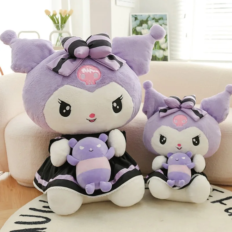 85cm Big Size Sanrio Kuromi Cartoon Anime Plush Stuffed Toy Dress Girls Soft Plush Doll Kawaii Pillow Children's Birthday Gift