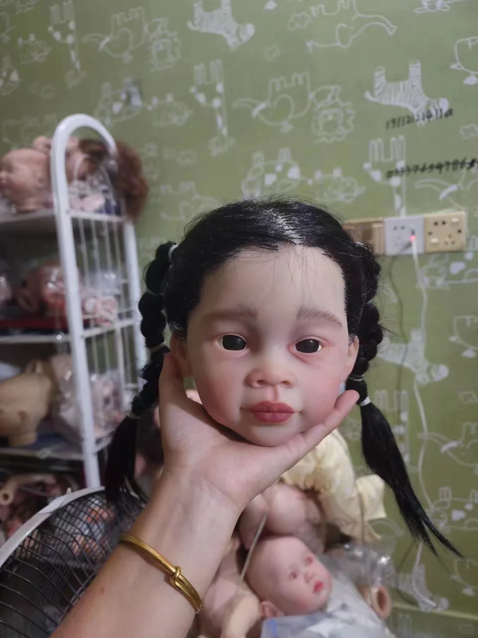 FBBD Customized Limited Supply 32inch Reborn Baby Doll Meili With Hand-Rooted Black Hair DIY Part Painted Kit Christmas Gift