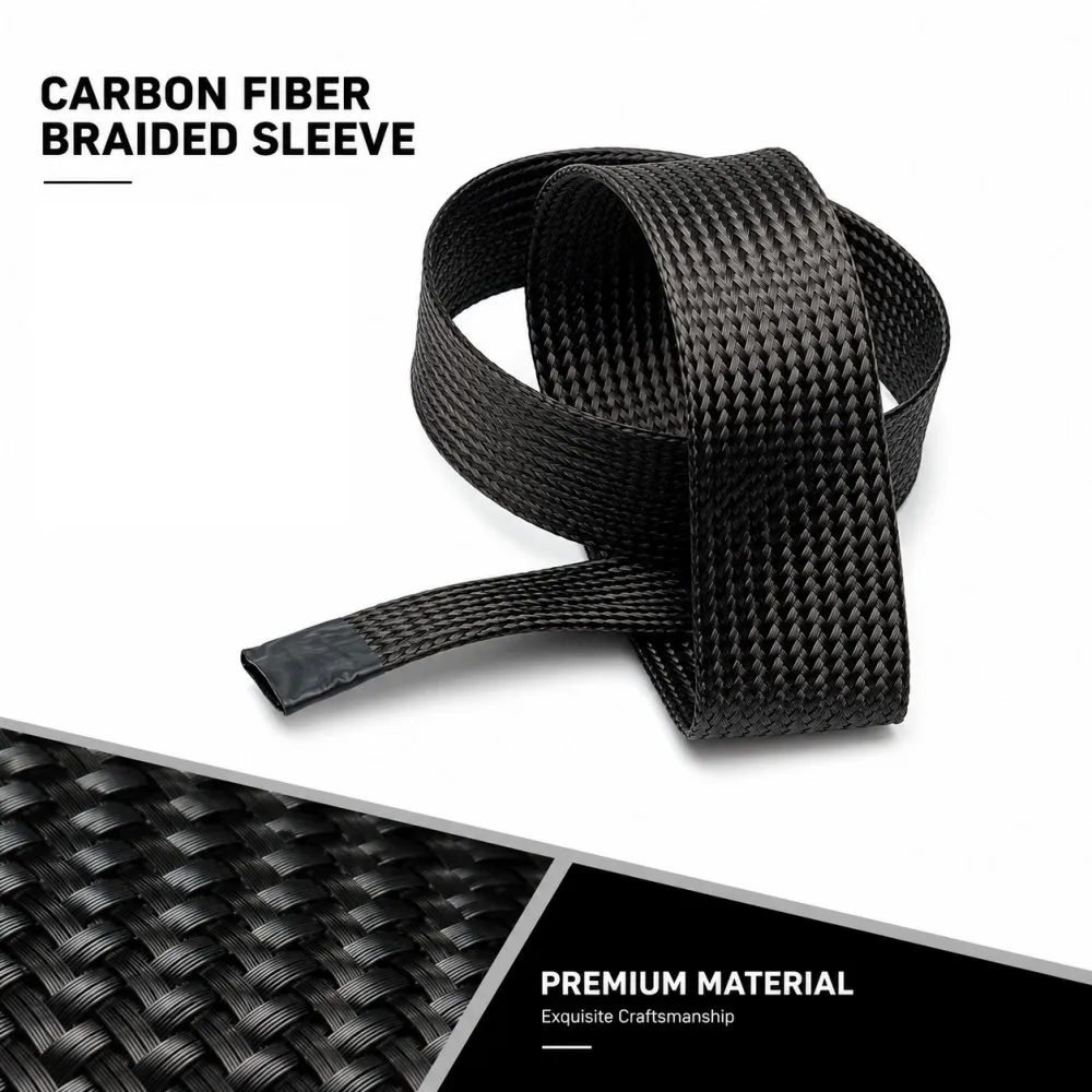 ID 4-40mm Carbon Fiber Telescopic Braided Mesh Sleeve High Temperature High Strength Wear-Resistant Cable Wire Protection Tube
