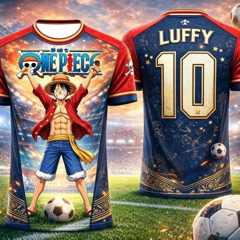 2026 One Piece Pattern Japanese Anime T-shirt Digital Quick Dry Printed Short Sleeve Round Neck Tops Tees Unisex FamilyMatching
