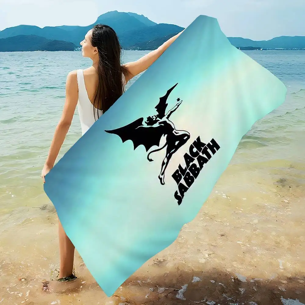 B-Black S-Sabbaths Band Beach Towel Colorful Bath Towels for Girl Microfiber Quick Dry Custom Sand Free Beach Yoga Spa Gym Pool