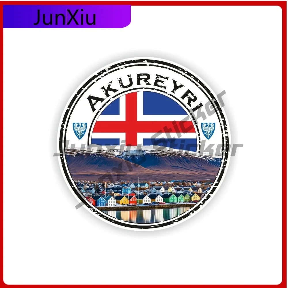

Akureyri Iceland Round Trendy Limited Fade Resistant Classic Bumper Decal Decoration Waterproof Vinyl Car Laptop Window Auto