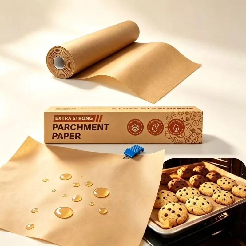 Parchment Paper Roll for Baking,Unbleached Non-Stick Baking Paper with Slide Cutter for Bread,Cookies,Heat Press,Oven, Air Fry