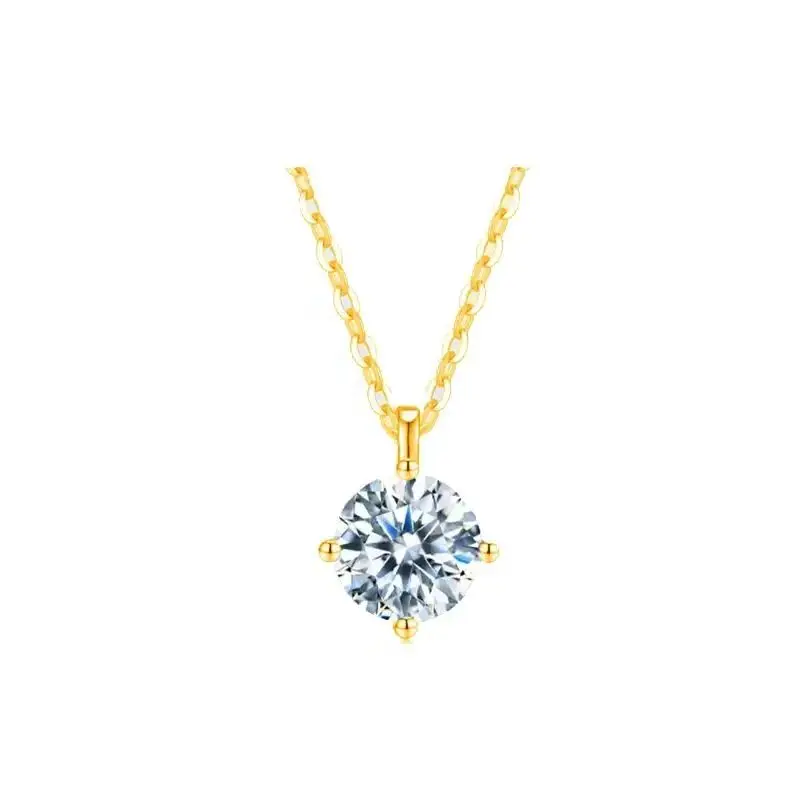 GRA luksusowy certyfikowany Moissanite diamentowy klasyczny okrągły naszyjnik dla kobiet prawdziwy łańcuszek ze srebra próby 925 biżuteria ślubna — zdjęcie 3