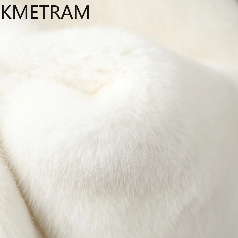 KMETRAM 100% فرو المنك سترة معطف بلا أكمام الفراء الحقيقي السيدات سترة قصيرة عالية الجودة امرأة الشتاء معاطف 2025 جديد في السترات shouba