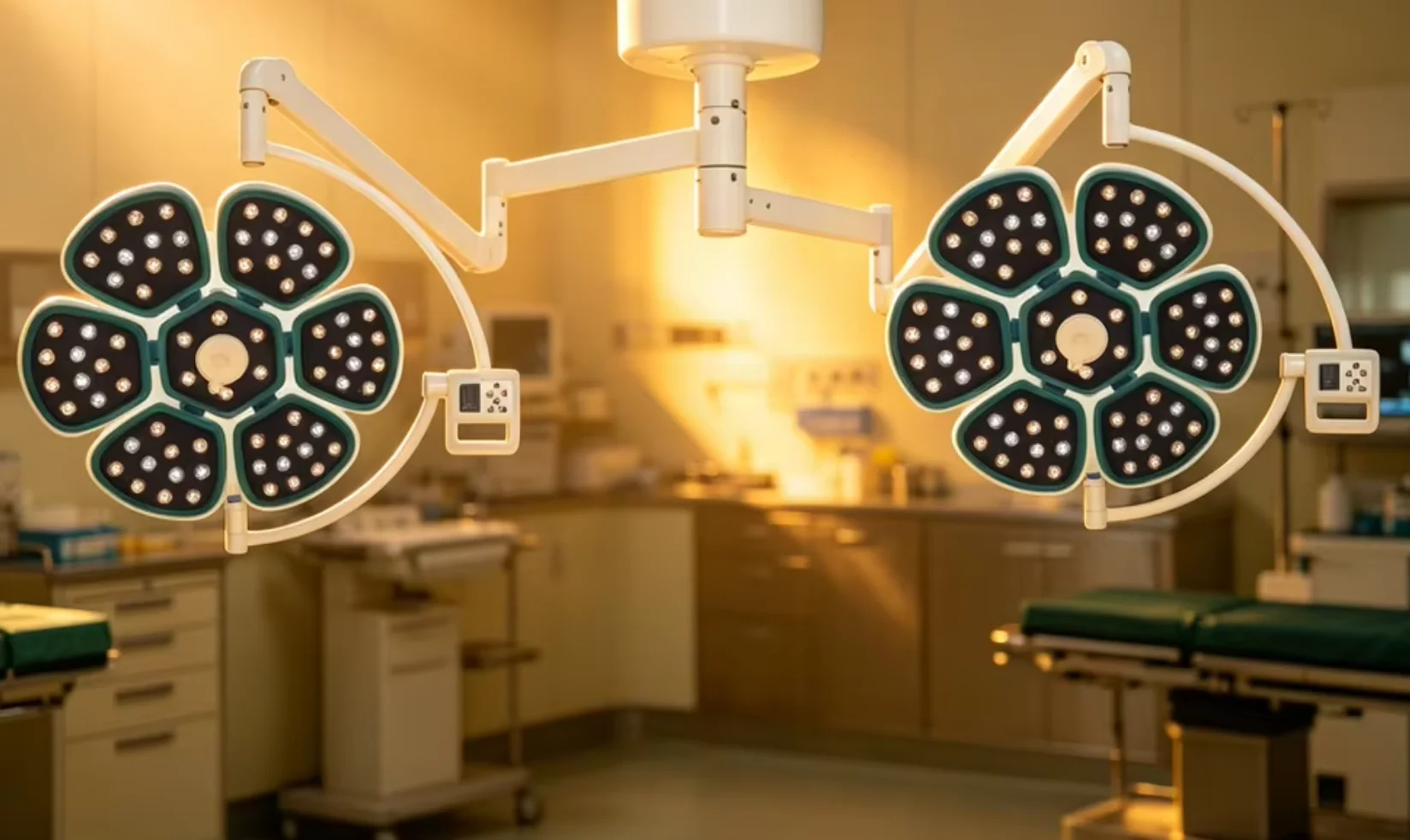 Adjustable brightness color temperature medical surgical light Ceiling double-head LED surgical light