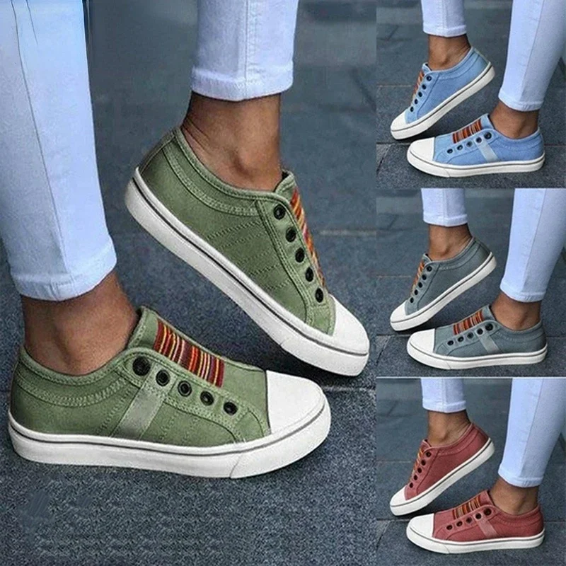 2024 zapatillas de deporte de corte bajo, zapatos planos de lona, zapatos vulcanizados informales para mujer, nuevas zapatillas de deporte de verano y otoño para mujer