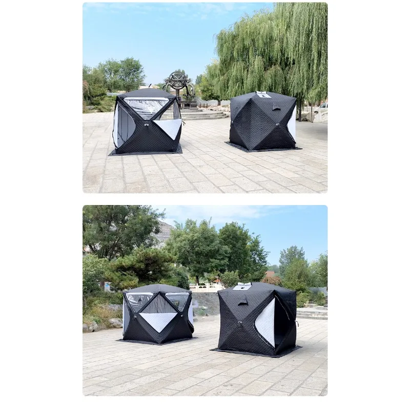 Outdoor steam sauna tent thickened and warm winter ice fishing tent TPU large window with chimney 4-5 people 2.1m