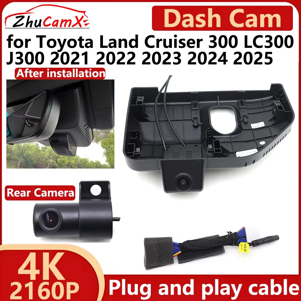 ZhuCamX for Toyota Land Cruiser 300 LC300 J300 2021-2025 4K UHD 2160P Car DVR Dash Cam Camera Night Vision Recorder